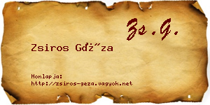 Zsiros Géza névjegykártya